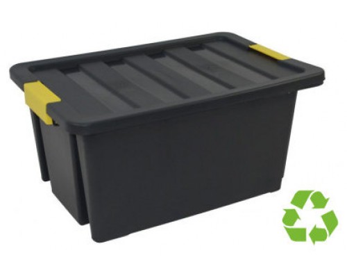 CAJA SOSTENIBLE DE ALMACENAJE CON TAPA Y RUEDAS 55 LITROS 43X63X30CM PP NEGRO ARCHIVO 2000 CP1481055 NE (Espera 4 dias)